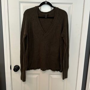 JCrew super soft v-neck sweater, dark green, sz L
